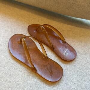 Ancient Greek Sandals Tan orange Flip Flops jelly size 41 new